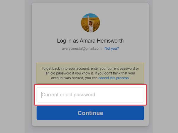 enter your current password 