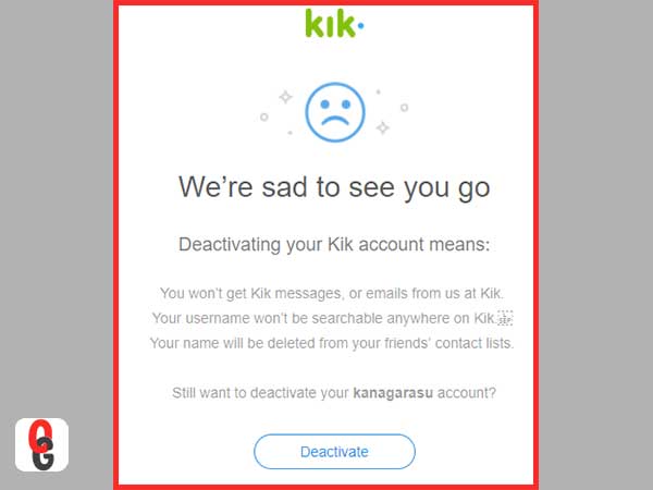  KIK deactivation website