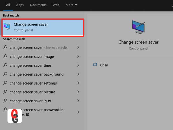 change screen saver options