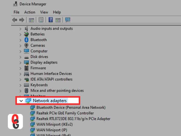 network adaptors menu