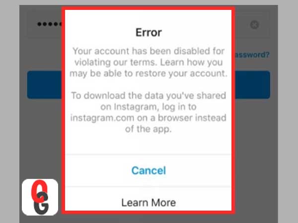 Error Your Instagram Account has been disabled 