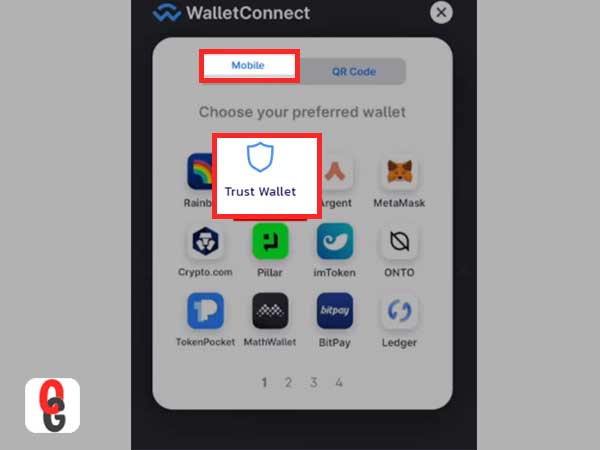  Check that you’re on ‘Mobile’ tab and then, select the ‘Trust’ wallet app option.
