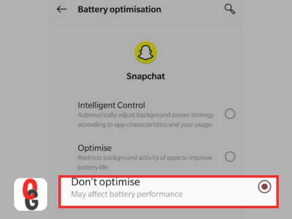 Go to the ‘Battery optimization’ option and tap on the ‘Do not optimize’ to stop Snapchat battery optimization.
