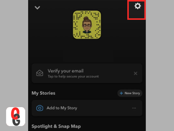 Tap on the ‘Settings’ icon on the top right corner to open Snapchat’s settings.
