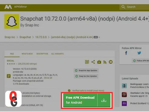 Tap on the ‘Download APK’ button to download the Snapchat mod app version 10.72.0.0 