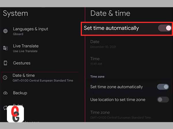 Tap on Date & Time and these Set time automatically and Set time zone automatically options.