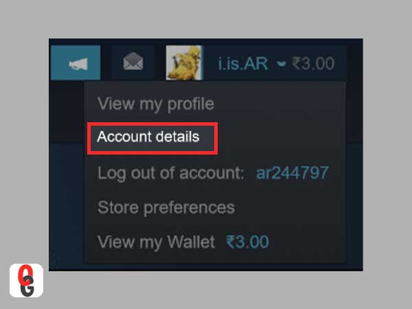 Select your ‘Account Name’ and then, click on the ‘Account Details’ option