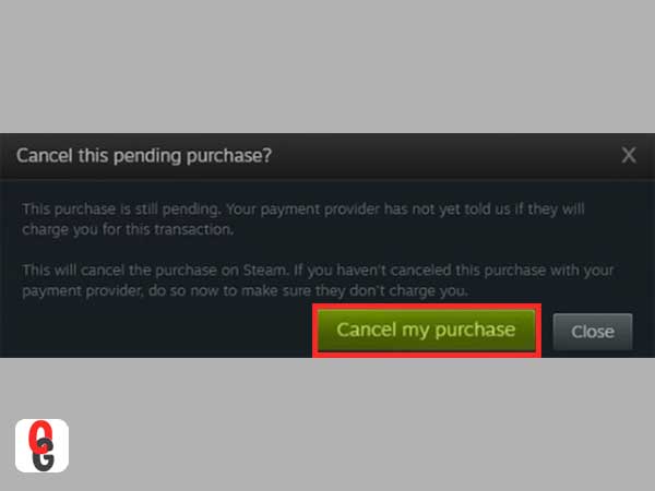 Click on the ‘Cancel my purchase’ to confirm the cancellation of your purchase