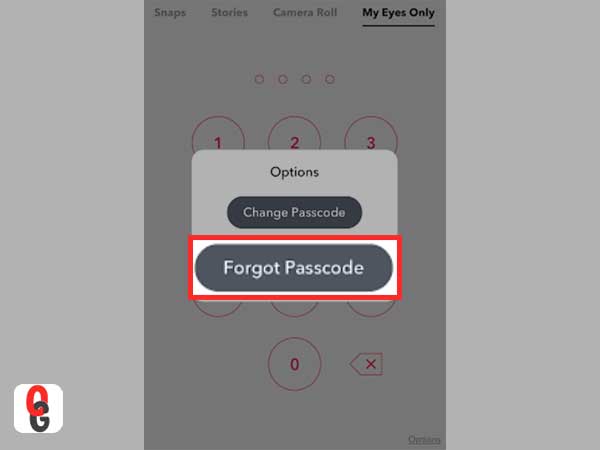 Select ‘Forgot Passcode’ from the Options pop-up prompt