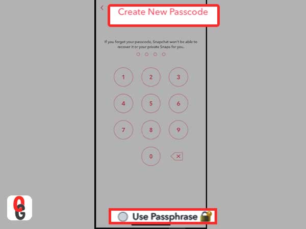 Enter a New ‘My Eyes Only’ Password on ‘Create New Passcode’ tab or select ‘Use Passphrase’ option to use a 4-digit passcode instead of passcode.
