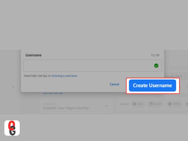 Click on ‘Create a username’ to create a username for your Facebook Page.