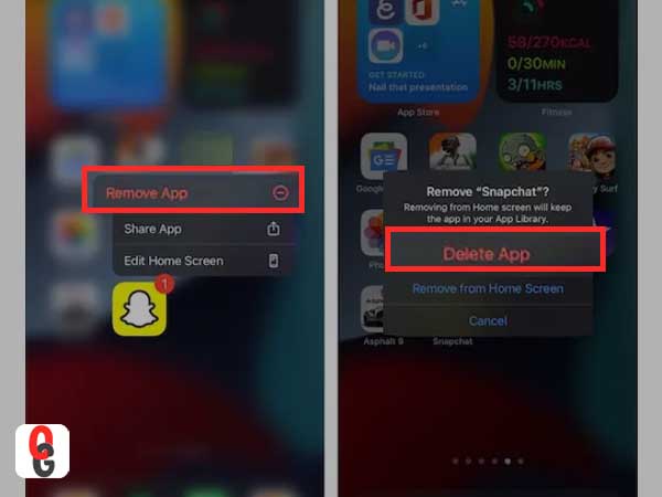 select ‘Remove App’ option and just tap on the ‘Delete App’ button to delete Snapchat from your iPhone.