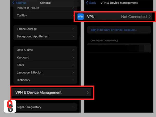 Tap on ‘VPN & Device Management’ and then, set