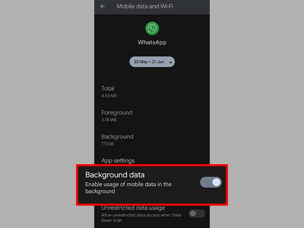 WhatsApp background data