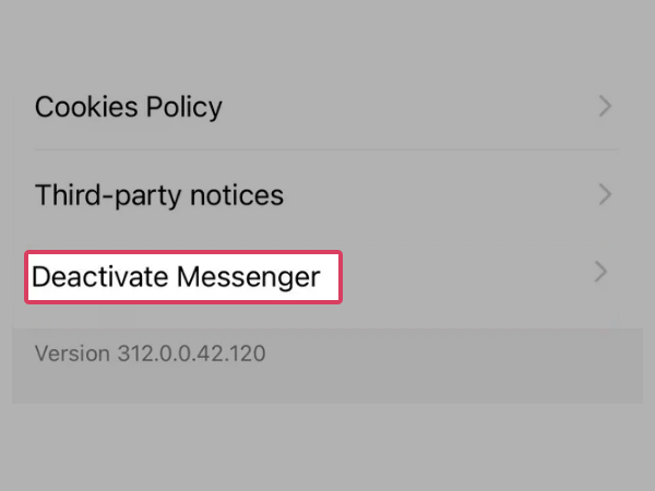 Tap on ‘Deactivate Messenger’ option.