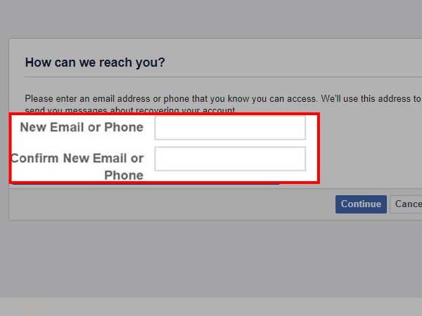 Enter the new email address and type it again to confirm