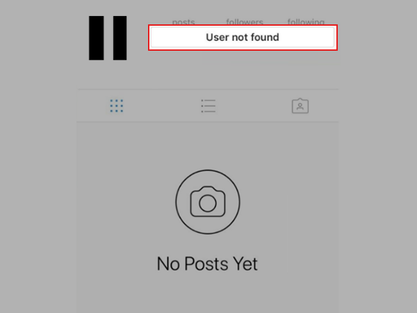User not found error on Instagram