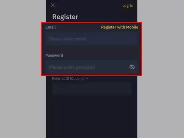 Enter your “Email Address” and create a “Password” for your Binance account registration.