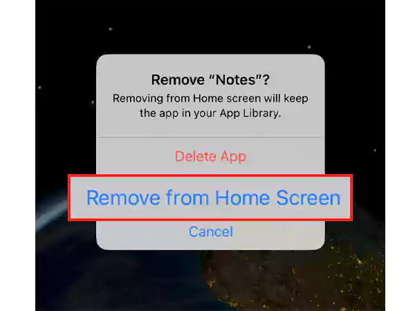 Tap “Remove from home screen”