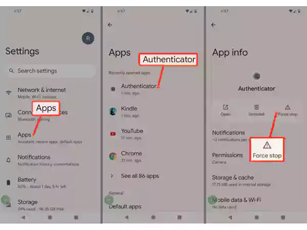 Android settings App info page