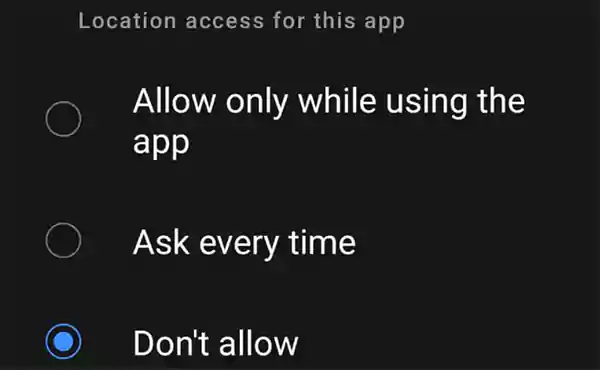 Location access popup
