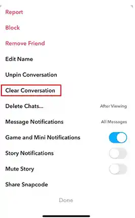 Click on “Clear Conversation”