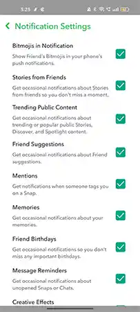 Enabled Snapchat Notifications