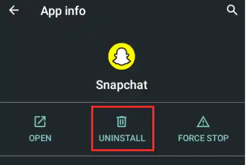 Go to ‘App Info’ and ‘Uninstall’ Snapchat app from your smartphone.