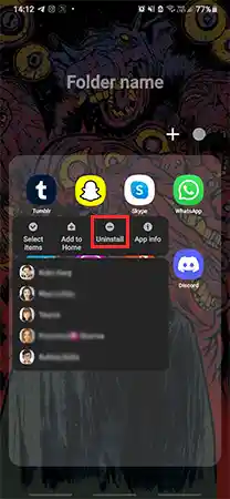 Options available for Snapchat App