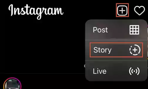Tap on the ‘+ icon’ to open the  Story