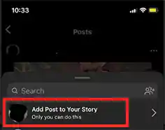 click on add post to your story