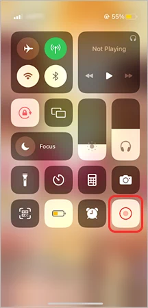 On Control Center, press and hold the ‘Screen Recording’ button.