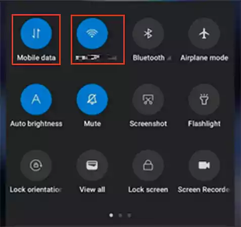 On ‘Quick Settings Panel,’ tap the ‘Wi-Fi’ icon or the ‘Cellular Data’ icon