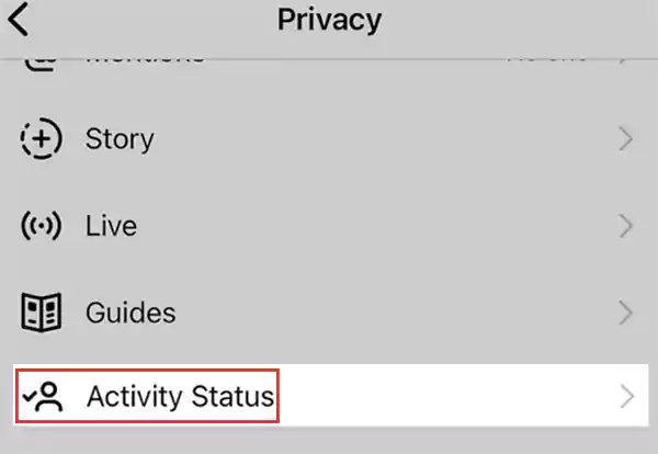 Select the ‘Activity status’ button
