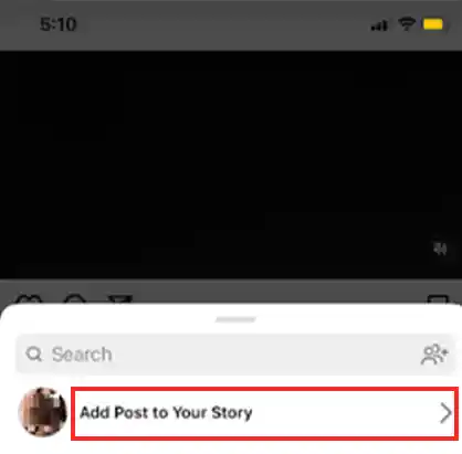 Select ‘Add post to your story’ option.