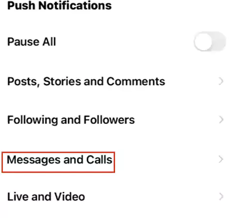 Tap on the ‘Messages and calls’ option