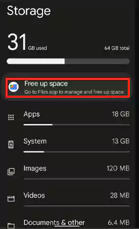 Free up space