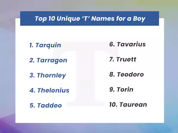 Top 10 Unique ‘T’ Names