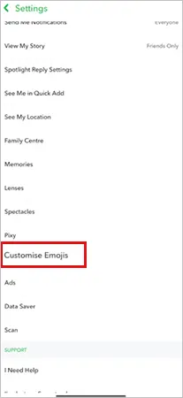 Choose ‘Customize emojis’ under Privacy Control section.