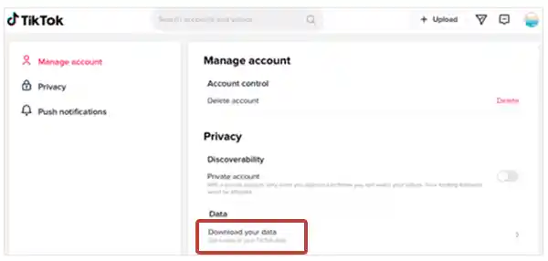 Select ‘Data’ within the “Privacy” section.