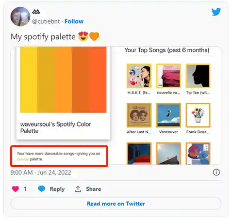 Spotify Palette Created, Tweet!