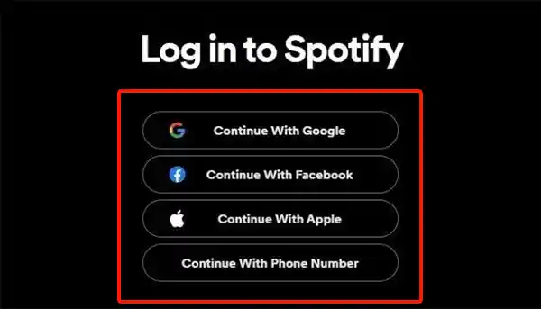 ‘Log in to Spotify’ using any of these options.