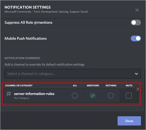 Customize settings for ‘individual channels.’