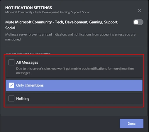 Select any of the ‘three settings options’ to customize your notifications.