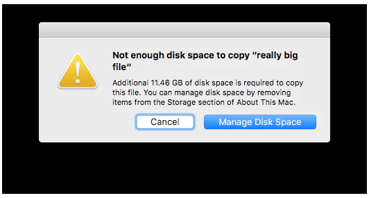 Error: Warning Of Not Enough Storage Space image