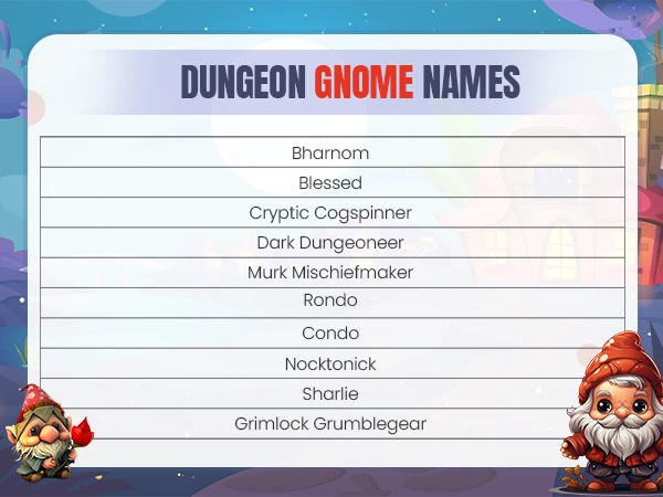 Dungeon Gnome Names