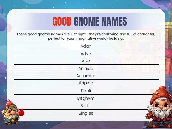 Good Gnome Names