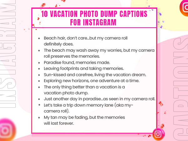 Vacation Photo Dump Captions for Instagram