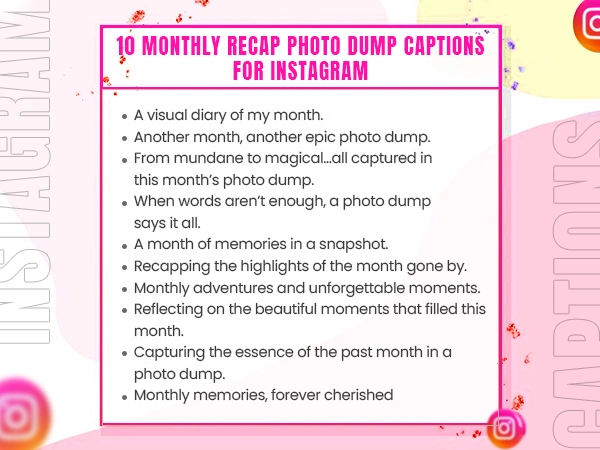 Monthly Recap Photo Dump Captions for Instagram