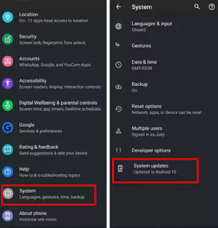 Update system on Android